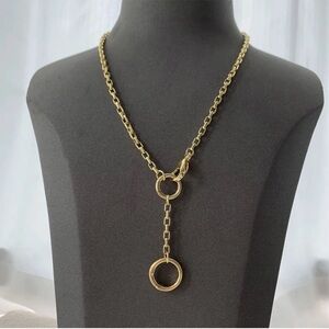 Charm holder necklace gold•Stainless Steel Lariat Necklace